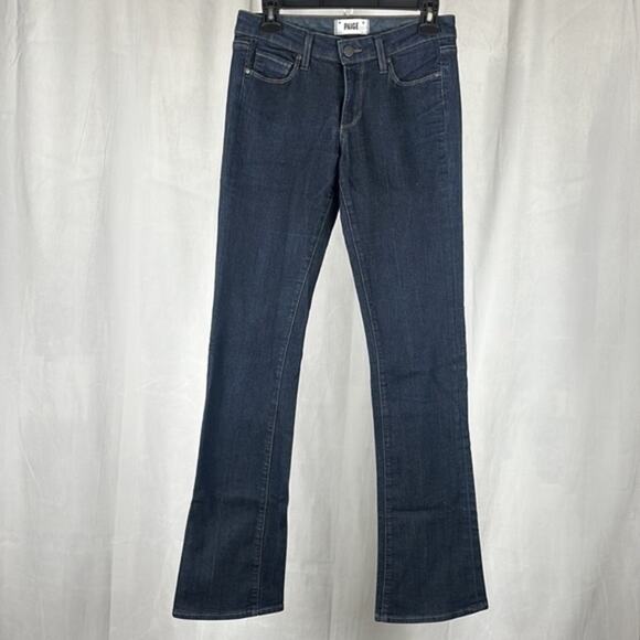 Paige Manhattan Elyse Slim Bootcut Mid Rise Jeans in Dark Wash. - Picture 3 of 10